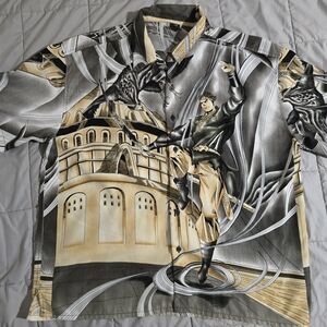 Claudio Nucci Men's XXL Anime Graphic Button Up Collar Shirt